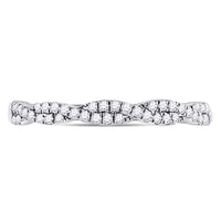 Load image into Gallery viewer, 10kt White Gold Womens Round Diamond Woven Twist Stackable Band Ring 1/4 Cttw
