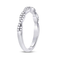 Load image into Gallery viewer, 10kt White Gold Womens Round Diamond Woven Twist Stackable Band Ring 1/4 Cttw
