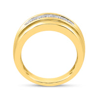 Load image into Gallery viewer, 14kt Yellow Gold Mens Round Diamond Wedding Channel Set Band Ring 1/2 Cttw
