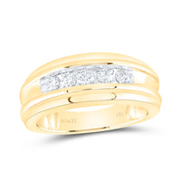 Load image into Gallery viewer, 14kt Yellow Gold Mens Round Diamond Wedding Channel Set Band Ring 1/2 Cttw
