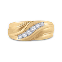 Load image into Gallery viewer, 10kt Yellow Gold Mens Round Diamond Wedding Band Ring 1/3 Cttw

