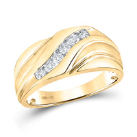 Load image into Gallery viewer, 10kt Yellow Gold Mens Round Diamond Wedding Band Ring 1/3 Cttw
