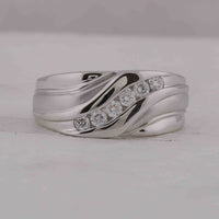 Load image into Gallery viewer, 10kt White Gold Mens Round Diamond Wedding Band Ring 1/3 Cttw
