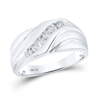 Load image into Gallery viewer, 10kt White Gold Mens Round Diamond Wedding Band Ring 1/3 Cttw
