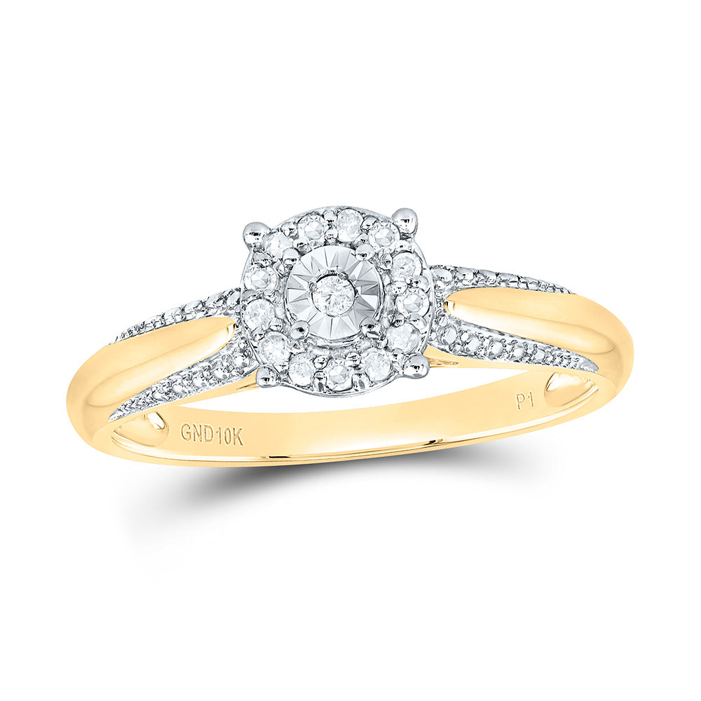 10kt Yellow Gold Womens Round Diamond Solitaire Bridal Wedding Engagement Ring 1/10 Cttw