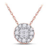 Load image into Gallery viewer, 14kt Rose Gold Womens Princess Round Diamond Cluster Pendant 1/4 Cttw
