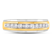 Load image into Gallery viewer, 10kt Two-tone Gold Mens Round Diamond Wedding Channel Set Band Ring 1/4 Cttw
