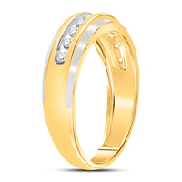 Load image into Gallery viewer, 10kt Two-tone Gold Mens Round Diamond Wedding Channel Set Band Ring 1/4 Cttw
