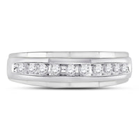 Load image into Gallery viewer, 10kt White Gold Mens Round Diamond Wedding Channel Set Scalloped Band Ring 1/4 Cttw
