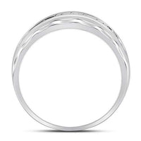 Load image into Gallery viewer, 10kt White Gold Mens Round Diamond Wedding Channel Set Scalloped Band Ring 1/4 Cttw
