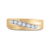 Load image into Gallery viewer, 14kt Yellow Gold Mens Round Channel-set Diamond Wedding Anniversary Band Ring 1/4 Cttw
