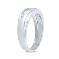 Load image into Gallery viewer, 10kt White Gold Mens Round Channel-set Diamond Single Row Wedding Band Ring 1/4 Cttw
