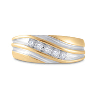 Load image into Gallery viewer, 14kt Yellow Two-tone Gold Mens Round Diamond Wedding Anniversary Band Ring 1/4 Cttw
