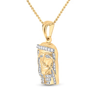 Load image into Gallery viewer, 10k Yellow Gold Round Diamond Mens Jesus Christ Messiah Charm Pendant .29 Cttw
