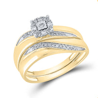 Load image into Gallery viewer, Sterling Silver Round Diamond Yellow-tone His &amp; Hers Matching Wedding Engagement Ring band Set 1/5 Cttw

