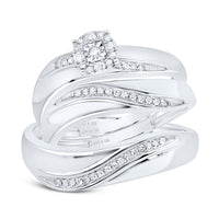 Load image into Gallery viewer, Sterling Silver His &amp; Hers Round Diamond Solitaire Matching Bridal Wedding Ring Band Set 1/5 Cttw
