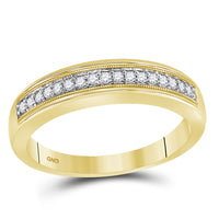 Load image into Gallery viewer, 10kt Yellow Gold His &amp; Hers Princess Diamond Cluster Matching Bridal Wedding Ring Band Set 1/2 Cttw
