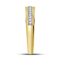 Load image into Gallery viewer, 10kt Yellow Gold His &amp; Hers Princess Diamond Cluster Matching Bridal Wedding Ring Band Set 1/2 Cttw
