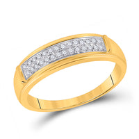 Load image into Gallery viewer, 10kt Yellow Gold His &amp; Hers Round Diamond Cluster Matching Bridal Wedding Ring Band Set 3/8 Cttw
