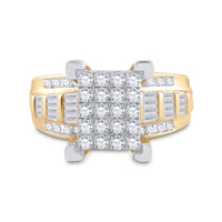 Load image into Gallery viewer, 10kt Yellow Gold Womens Round Diamond Cindys Dream Cluster Bridal Wedding Engagement Ring 7/8 Cttw
