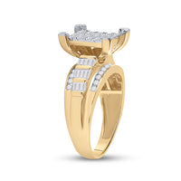 Load image into Gallery viewer, 10kt Yellow Gold Womens Round Diamond Cindys Dream Cluster Bridal Wedding Engagement Ring 7/8 Cttw
