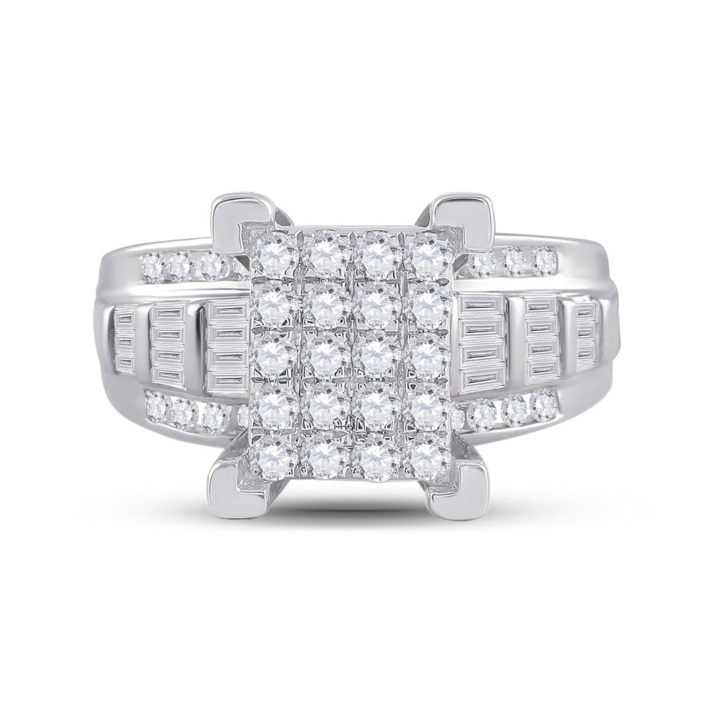 10kt White Gold Womens Round Diamond Cindys Dream Cluster Bridal Wedding Engagement Ring 7/8 Cttw