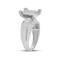 Load image into Gallery viewer, 10kt White Gold Womens Round Diamond Cindys Dream Cluster Bridal Wedding Engagement Ring 7/8 Cttw
