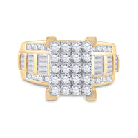 Load image into Gallery viewer, 10kt Yellow Gold Womens Round Diamond Cindys Dream Cluster Bridal Wedding Engagement Ring 1-1/2 Cttw
