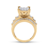 Load image into Gallery viewer, 10kt Yellow Gold Womens Round Diamond Cindys Dream Cluster Bridal Wedding Engagement Ring 1-1/2 Cttw
