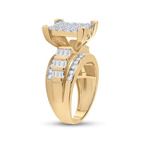 Load image into Gallery viewer, 10kt Yellow Gold Womens Round Diamond Cindys Dream Cluster Bridal Wedding Engagement Ring 1-1/2 Cttw
