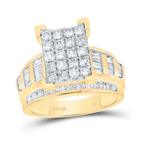 Load image into Gallery viewer, 10kt Yellow Gold Womens Round Diamond Cindys Dream Cluster Bridal Wedding Engagement Ring 1-1/2 Cttw
