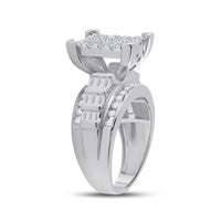 Load image into Gallery viewer, 10kt White Gold Womens Round Diamond Cindys Dream Cluster Bridal Wedding Engagement Ring 1-1/2 Cttw
