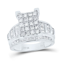 Load image into Gallery viewer, 10kt White Gold Womens Round Diamond Cindys Dream Cluster Bridal Wedding Engagement Ring 1-1/2 Cttw
