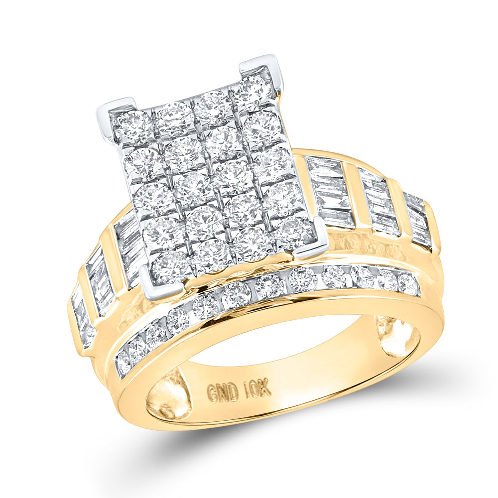 10kt Yellow Gold Womens Round Diamond Cindys Dream Cluster Bridal Wedding Engagement Ring 2.00 Cttw - Size 8