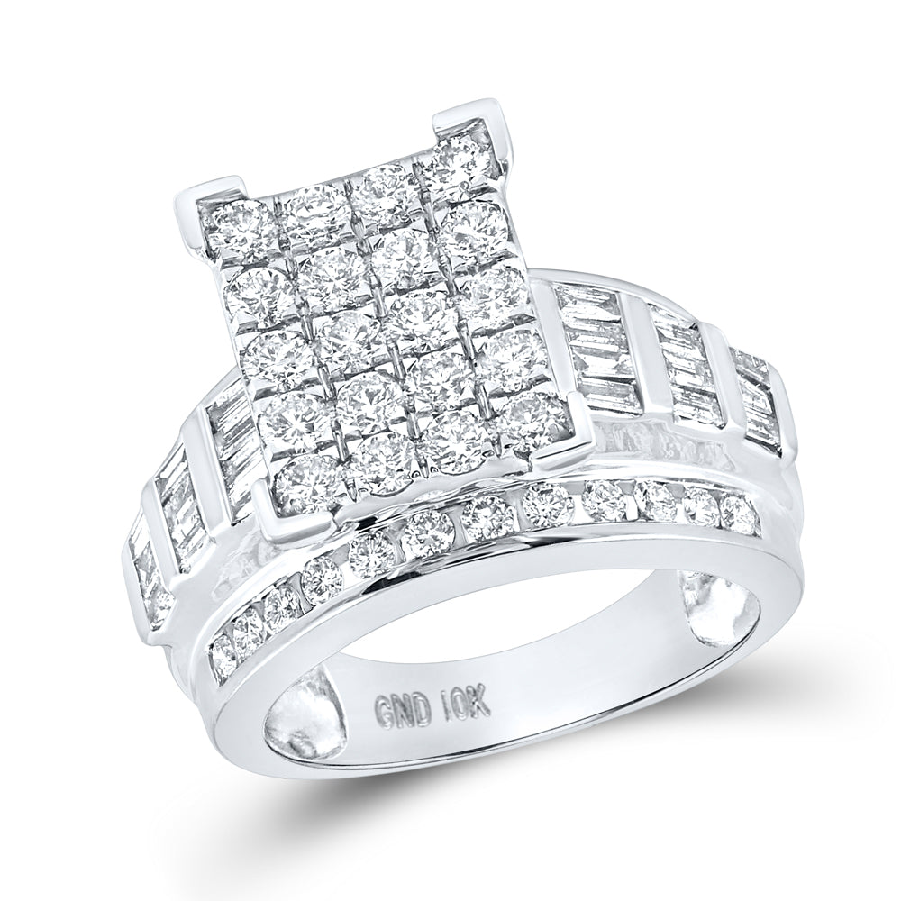 10kt White Gold Womens Round Diamond Cindys Dream Cluster Bridal Wedding Engagement Ring 2.00 Cttw - Size 6