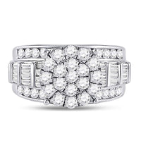 Load image into Gallery viewer, 10kt White Gold Womens Round Diamond Cluster Bridal Wedding Engagement Ring 2.00 Cttw
