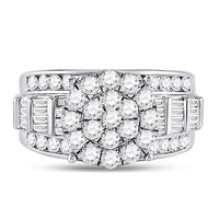 Load image into Gallery viewer, 10kt White Gold Womens Round Diamond Cluster Bridal Wedding Engagement Ring 2.00 Cttw
