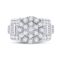 Load image into Gallery viewer, 10kt White Gold Womens Round Diamond Cluster Bridal Wedding Engagement Ring 3.00 Cttw
