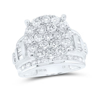 Load image into Gallery viewer, 10kt White Gold Womens Round Diamond Cluster Bridal Wedding Engagement Ring 3.00 Cttw
