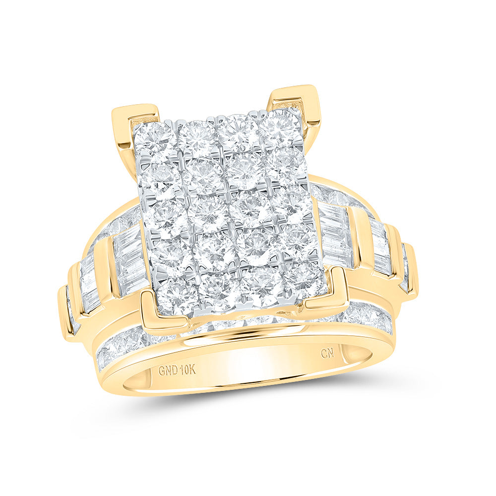 10kt Yellow Gold Womens Round Diamond Cindys Dream Cluster Bridal Wedding Engagement Ring 3.00 Cttw