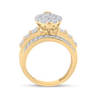 Load image into Gallery viewer, 10kt Yellow Gold Womens Diamond Oval Cluster Bridal Wedding Engagement Ring 2.00 Cttw
