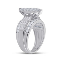 Load image into Gallery viewer, 10kt White Gold Womens Diamond Oval Cluster Bridal Wedding Engagement Ring 2.00 Cttw
