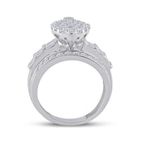Load image into Gallery viewer, 10kt White Gold Womens Diamond Oval Cluster Bridal Wedding Engagement Ring 2.00 Cttw
