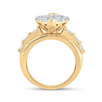 Load image into Gallery viewer, 10kt Yellow Gold Womens Round Diamond Oval Cluster Bridal Wedding Engagement Ring 3.00 Cttw
