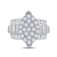 Load image into Gallery viewer, 10kt White Gold Womens Round Diamond Oval Cluster Bridal Wedding Engagement Ring 3.00 Cttw
