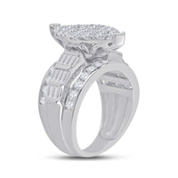 Load image into Gallery viewer, 10kt White Gold Womens Round Diamond Oval Cluster Bridal Wedding Engagement Ring 3.00 Cttw
