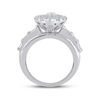 Load image into Gallery viewer, 10kt White Gold Womens Round Diamond Oval Cluster Bridal Wedding Engagement Ring 3.00 Cttw
