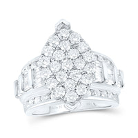 Load image into Gallery viewer, 10kt White Gold Womens Round Diamond Oval Cluster Bridal Wedding Engagement Ring 3.00 Cttw
