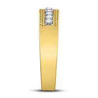 Load image into Gallery viewer, 10kt Yellow Gold His &amp; Hers Round Diamond Cluster Matching Bridal Wedding Ring Band Set 3/4 Cttw
