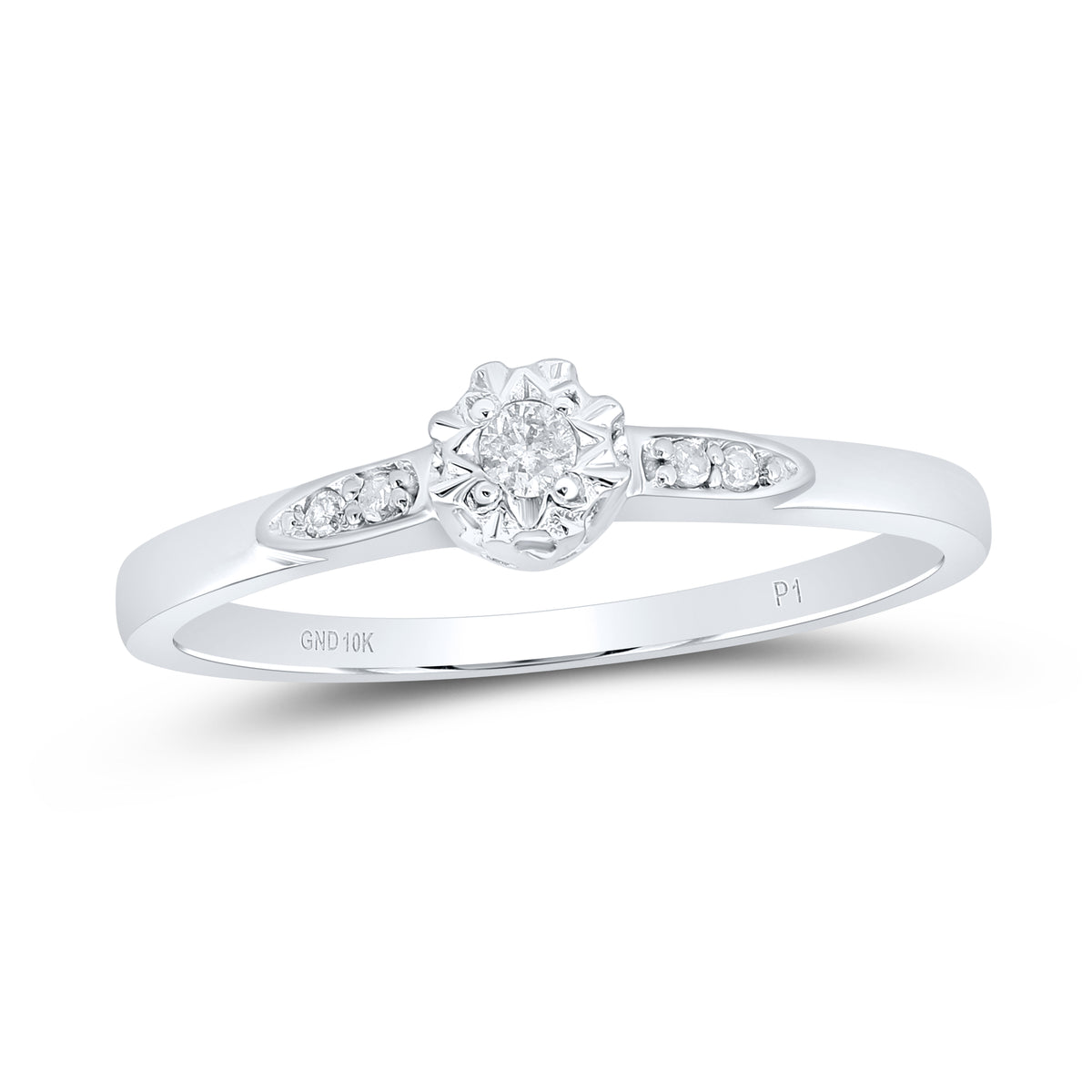 10kt White Gold Womens Round Diamond Solitaire Bridal Wedding Engagement Ring 1/20 Cttw
